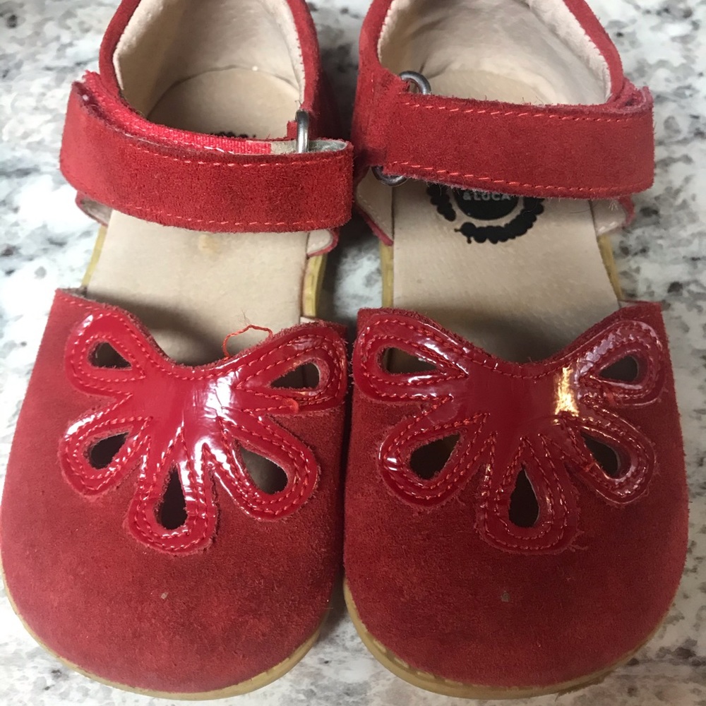 Livie and Luca red suede petals, size 8